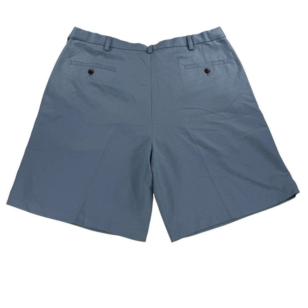 Haggar Blue Chino Golf Performance Shorts Preppy Mens 40 Flat Front Twill CT30IV